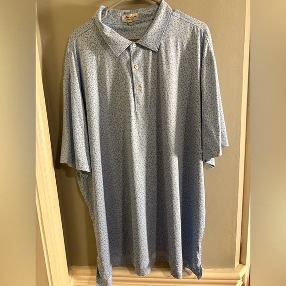 Peter Millar Blue Polo Shirt Short Sleeves - Picture 1 of 8